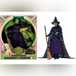 NIB Deluxe Elphaba Wicked Mattel Barbie Doll Braided Hair with Accessories